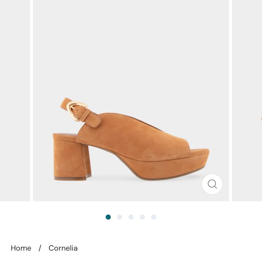 AEROSOLES Cornelia Tan Suede Block Heel Mules